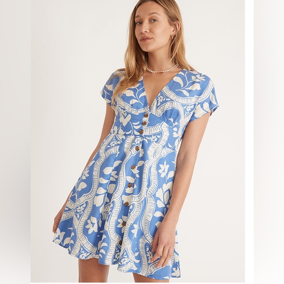 Marine Layer Dresses & Skirts - Marine Layer Camila Mini Dress Size Blue Floral Coastal Casual